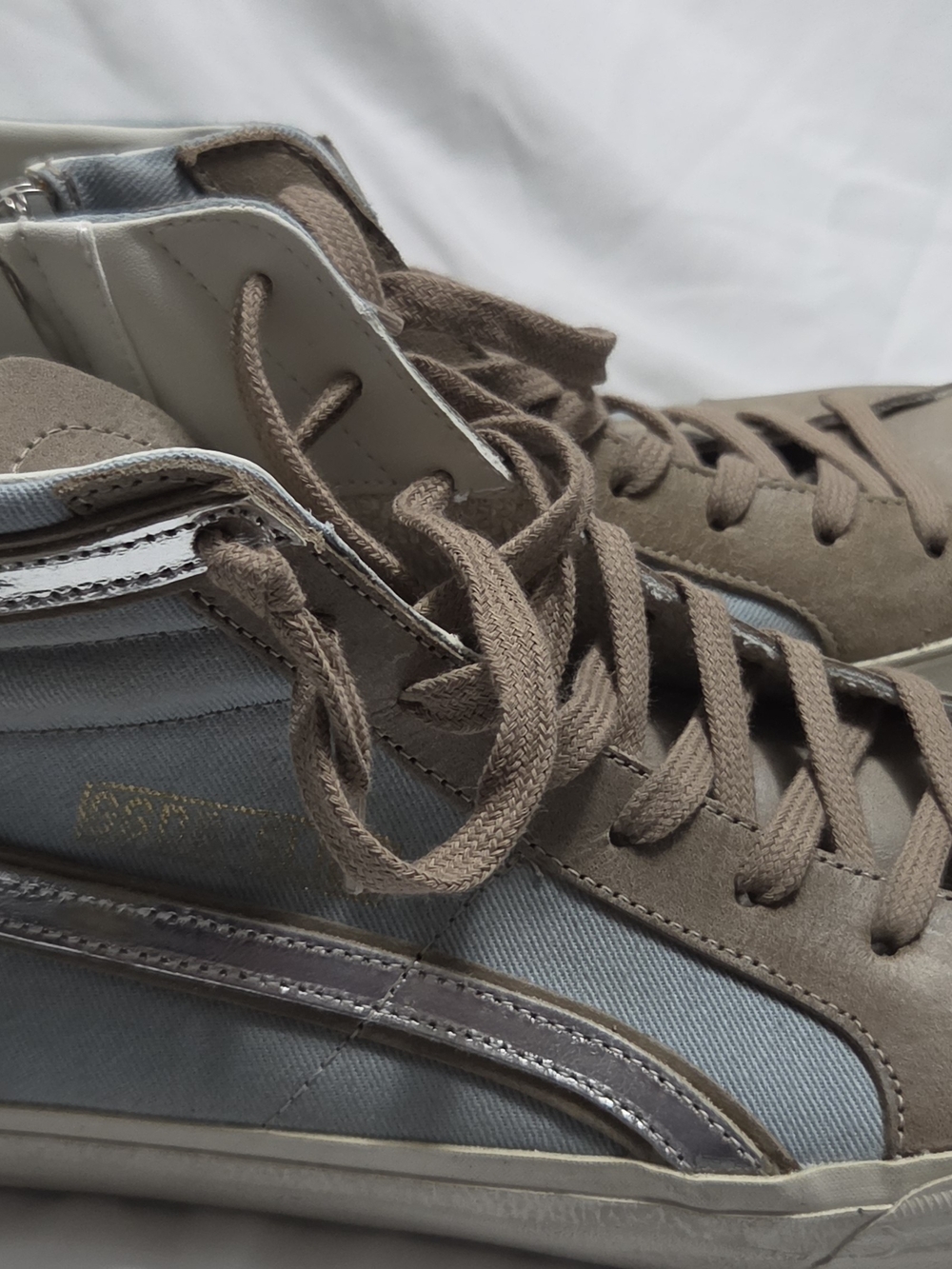 Golden Goose Men's Mid-Top Sneakers in Taupe and Silver